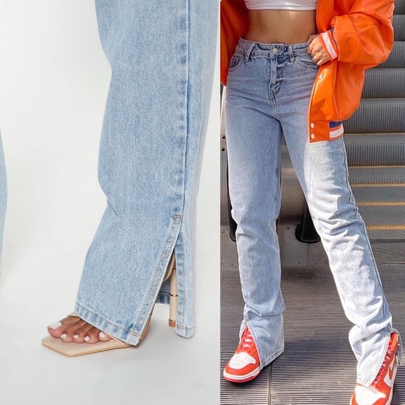 NWT FASHION NOVA Chase the Dream Slit Straight Leg Jeans, size 3 - Picture 8 of 11